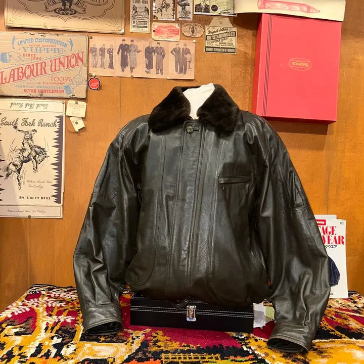 [BUNJANG] Leather Bomber Jacket / 652/(XL) 가죽자켓 봄버자켓 레더자켓 블루종 항공점퍼
