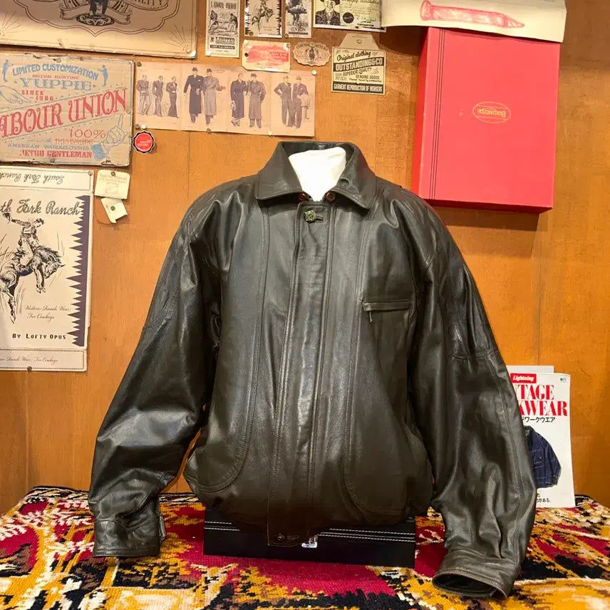 [BUNJANG] Leather Bomber Jacket / 652/(XL) 가죽자켓 봄버자켓 레더자켓 블루종 항공점퍼