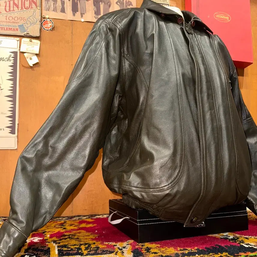 [BUNJANG] Leather Bomber Jacket / 652/(XL) 가죽자켓 봄버자켓 레더자켓 블루종 항공점퍼