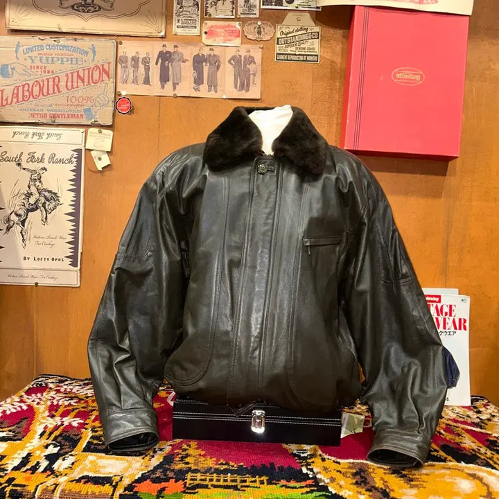 [BUNJANG] Leather Bomber Jacket / 652/(XL) 가죽자켓 봄버자켓 레더자켓 블루종 항공점퍼