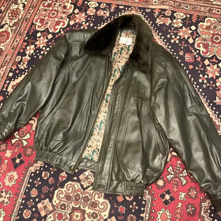 [BUNJANG] Leather Bomber Jacket / 652/(XL) 가죽자켓 봄버자켓 레더자켓 블루종 항공점퍼