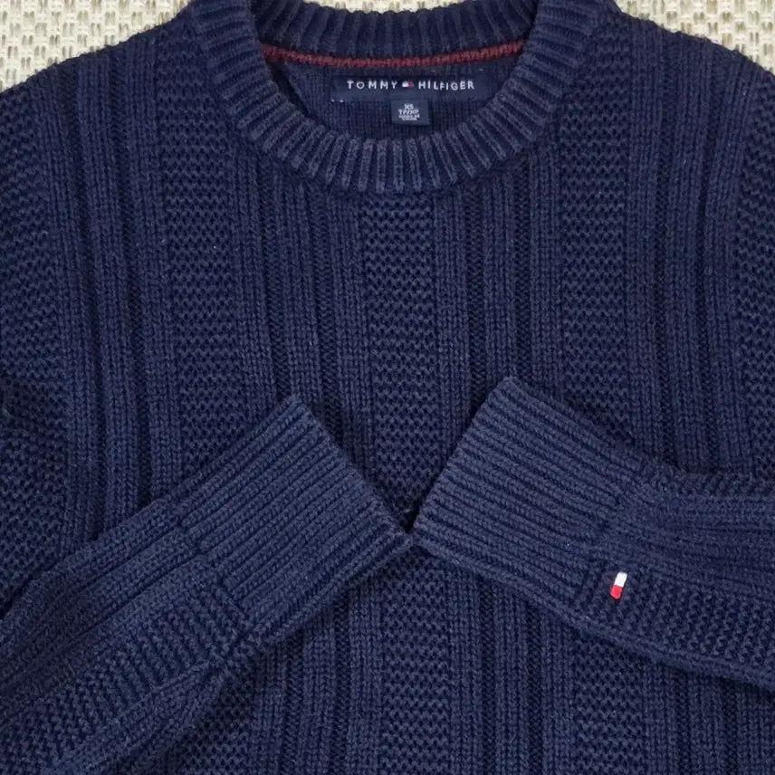 [BUNJANG] Tommy Hilfiger Navy Cable Knit Cotton Sweater / 타미힐피거 네이비 케이블 코튼 니트 스웨터
