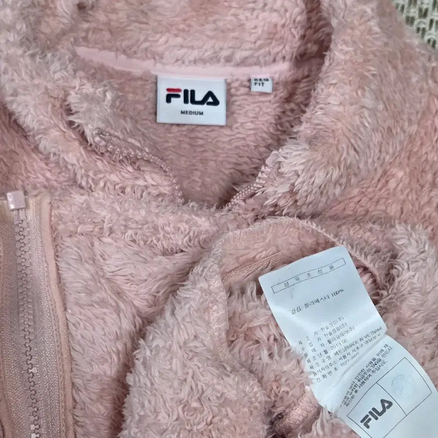 [BUNJANG] FILA Pink Fleece Zip-up Jacket / FILA 핑크색 뽀글이 플리스 집업 휠라 핑크