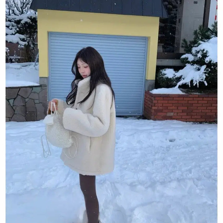 [BUNJANG] Onedmin Camel Faux Shearling Jacket / 온드민 무스탕