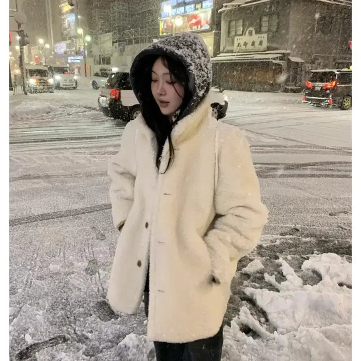 [BUNJANG] Onedmin Camel Faux Shearling Jacket / 온드민 무스탕