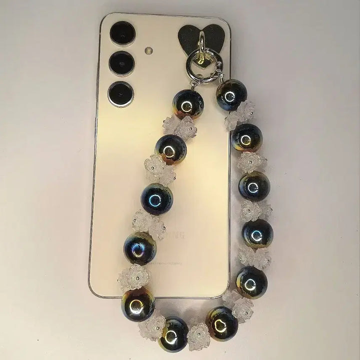 [BUNJANG] Light Stick Black Bead Keyring / 야광꽃 블랙구슬 키링