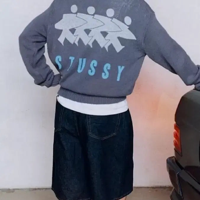[BUNJANG] Stussy Surfer Man Knit Dusty Blue S / 스투시 서프맨 니트 더스티 블루 s