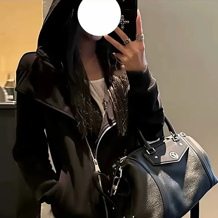 [BUNJANG] Black Hooded Zip-up Jacket / 후드 집업 블랙 새상품