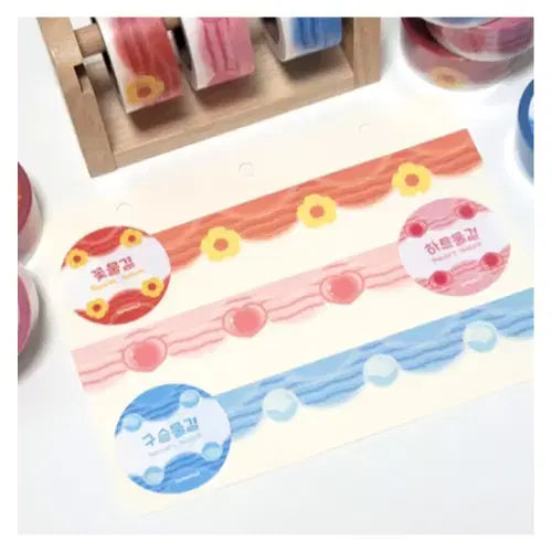 [BUNJANG] Domongzzi Wave Pattern Masking Tape Set / 도몽찌 물결 마테 3종