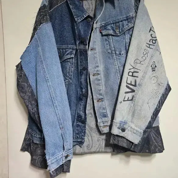 [BUNJANG] Needles Rebuild by Needles Patchwork Denim Jacket / 니들스 리빌드바이니들스 데님 자켓 패치워크