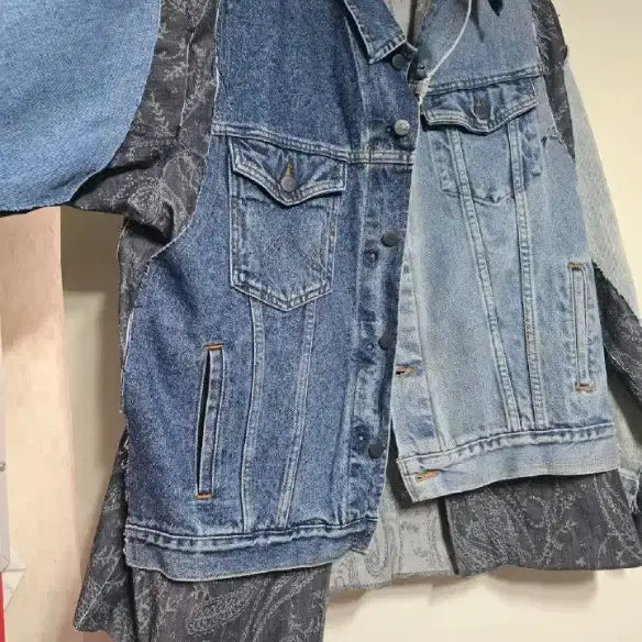 [BUNJANG] Needles Rebuild by Needles Patchwork Denim Jacket / 니들스 리빌드바이니들스 데님 자켓 패치워크