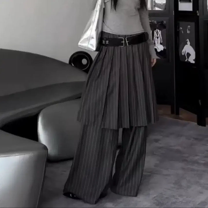 [BUNJANG] Striped Pleated Skirt Pants / 스트라이프 플리츠 스커트 팬츠  / 데일리 러블리 빈티지 y2k 유니크