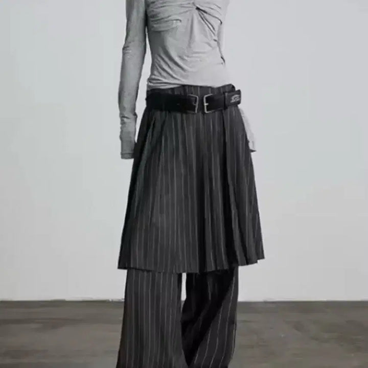 [BUNJANG] Striped Pleated Skirt Pants / 스트라이프 플리츠 스커트 팬츠  / 데일리 러블리 빈티지 y2k 유니크