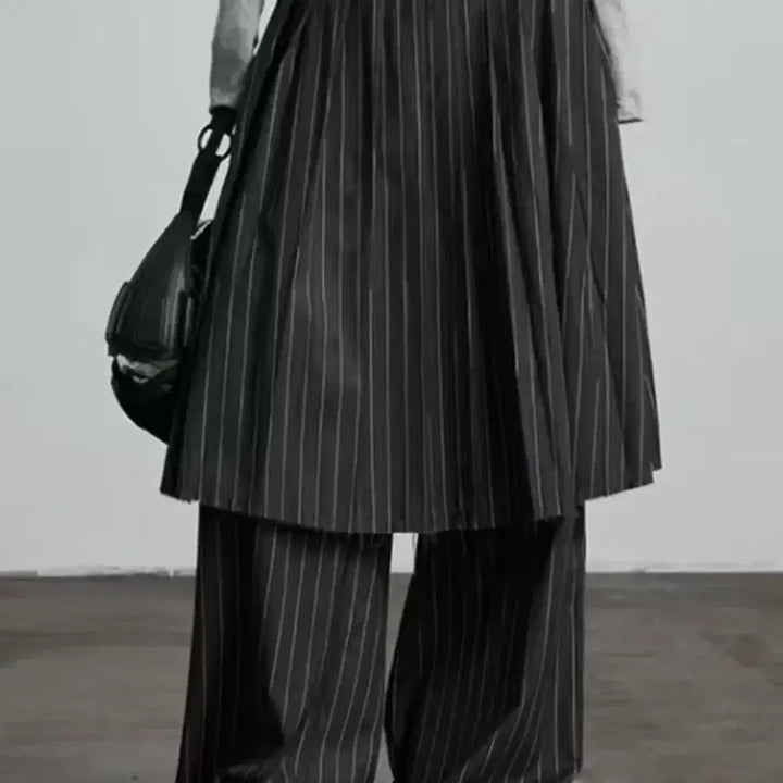 [BUNJANG] Striped Pleated Skirt Pants / 스트라이프 플리츠 스커트 팬츠  / 데일리 러블리 빈티지 y2k 유니크