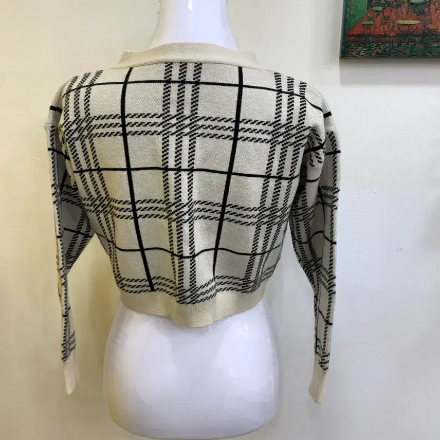 [BUNJANG] Check Pattern Knit Cardigan / 체크 패턴 니트 가디건