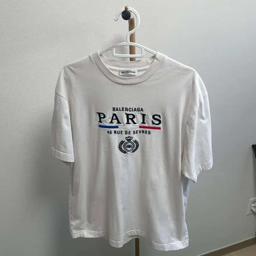 [BUNJANG] Balenciaga Paris Logo T-shirt White XS / 발렌시아가 파리 로고 반팔 티셔츠 화이트 xs사이즈