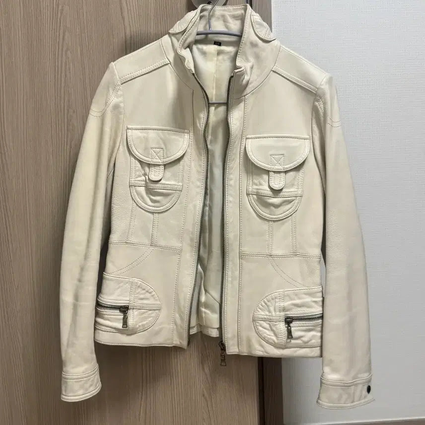 [BUNJANG] Vintage Ivory Leather Jacket / 빈티지 아이보리 레더 자켓