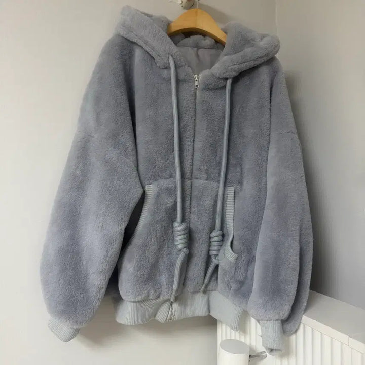 [BUNJANG] Mink Gray Hoodie Jumper / 밍크 점퍼 후드집업