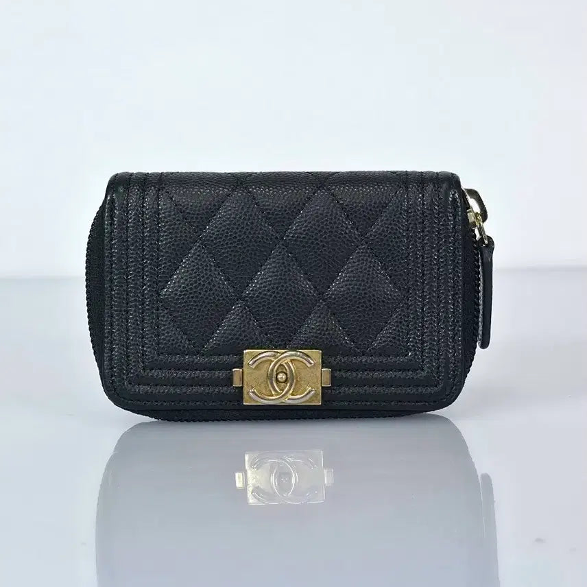 [BUNJANG] Chanel Boy Caviar Zipper Wallet / 샤넬 보이 케비어 지퍼 지갑
