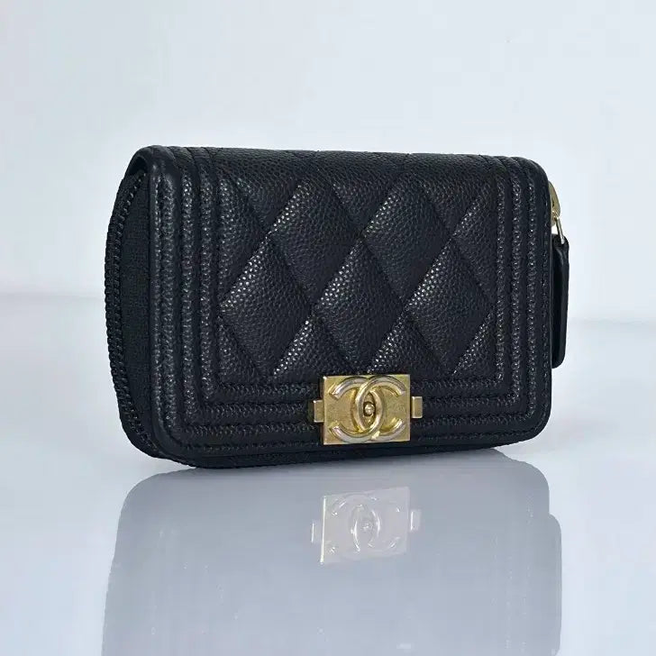[BUNJANG] Chanel Boy Caviar Zipper Wallet / 샤넬 보이 케비어 지퍼 지갑