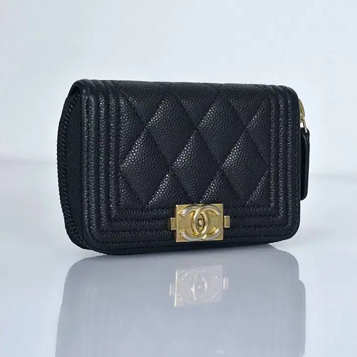 [BUNJANG] Chanel Boy Caviar Zipper Wallet / 샤넬 보이 케비어 지퍼 지갑