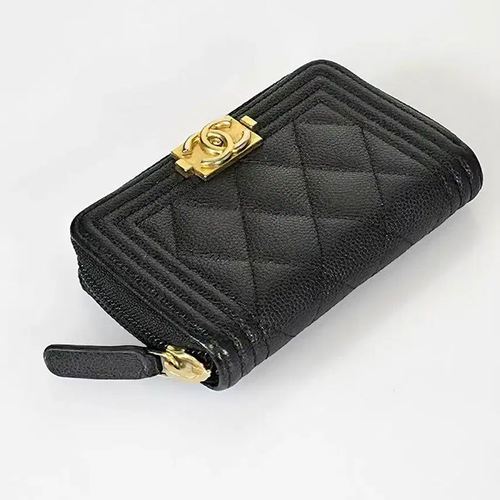 [BUNJANG] Chanel Boy Caviar Zipper Wallet / 샤넬 보이 케비어 지퍼 지갑