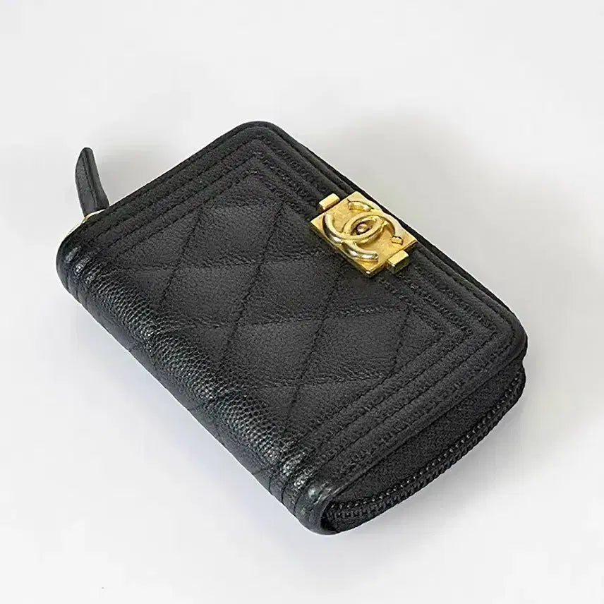 [BUNJANG] Chanel Boy Caviar Zipper Wallet / 샤넬 보이 케비어 지퍼 지갑