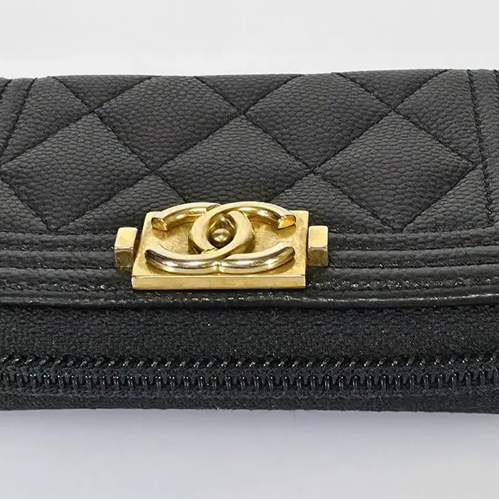 [BUNJANG] Chanel Boy Caviar Zipper Wallet / 샤넬 보이 케비어 지퍼 지갑