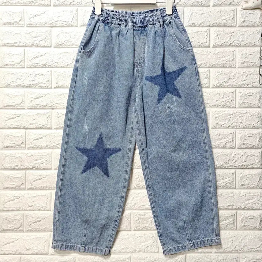 [BUNJANG] Unbranded Star Pattern Denim Wide Pants / 별 패턴 데님 와이드 팬츠