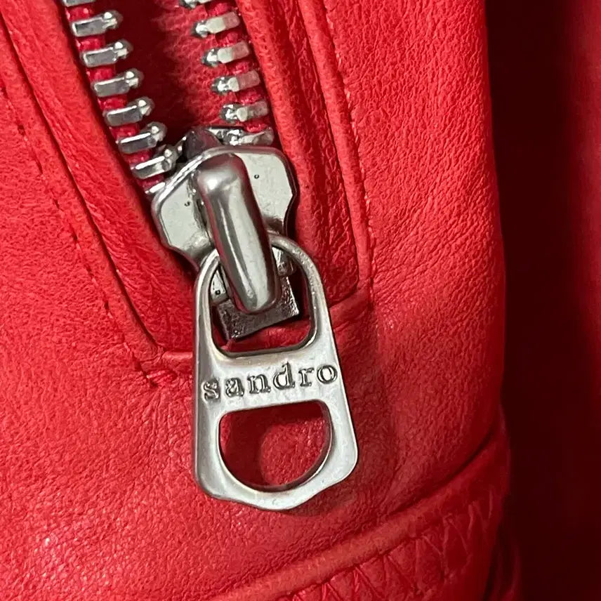 [BUNJANG] Sandro Red Leather Jacket / 산드로 레드 레더 자켓