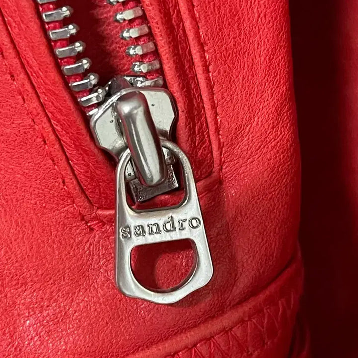 [BUNJANG] Sandro Red Leather Jacket / 산드로 레드 레더 자켓