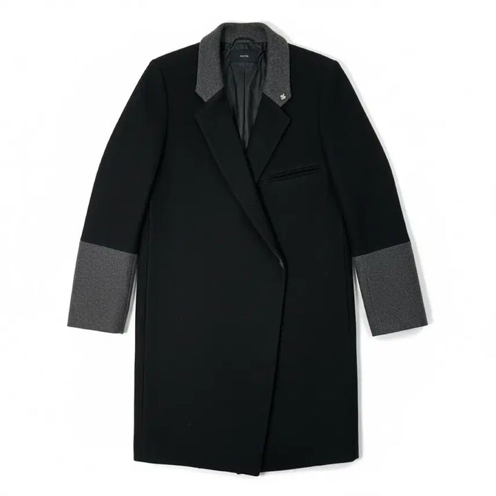 [BUNJANG] System Retro Colorblock Coat / 한섬 시스템 레트로 배색 코트 블랙 그레이 빈티지 구제 오버핏