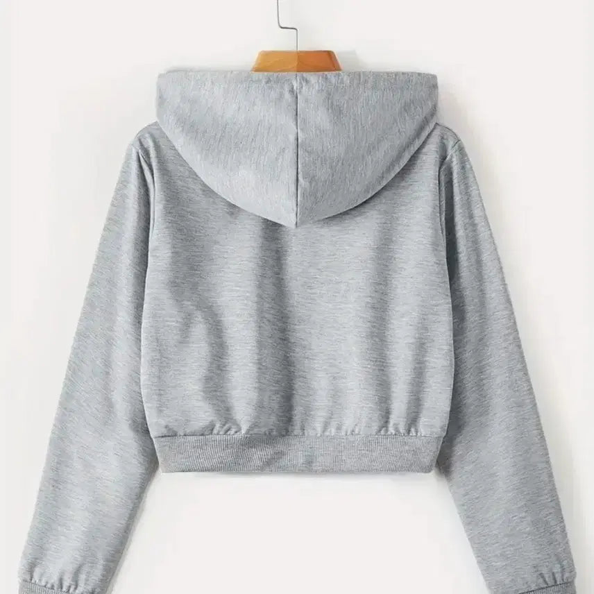 [BUNJANG] Gray Crop Hoodie and Mini Skirt Set / 회색 크롭 후드 집업.스커트세트 66사이즈()