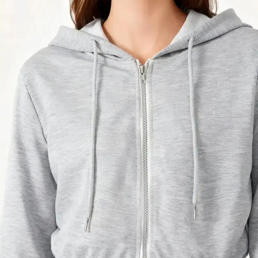 [BUNJANG] Gray Crop Hoodie and Mini Skirt Set / 회색 크롭 후드 집업.스커트세트 66사이즈()