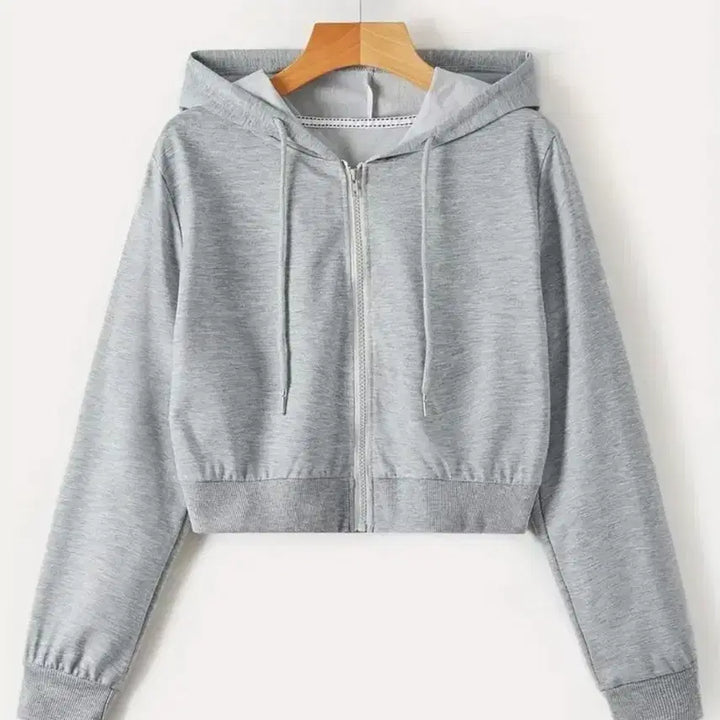 [BUNJANG] Gray Crop Hoodie and Mini Skirt Set / 회색 크롭 후드 집업.스커트세트 66사이즈()
