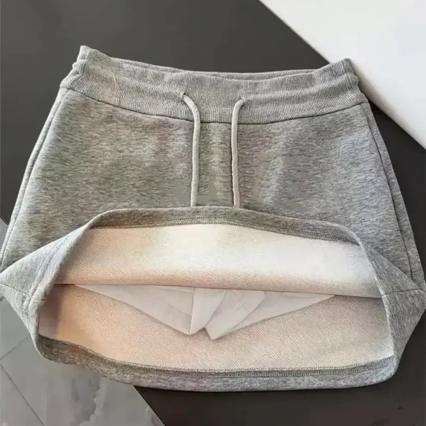 [BUNJANG] Gray Crop Hoodie and Mini Skirt Set / 회색 크롭 후드 집업.스커트세트 66사이즈()