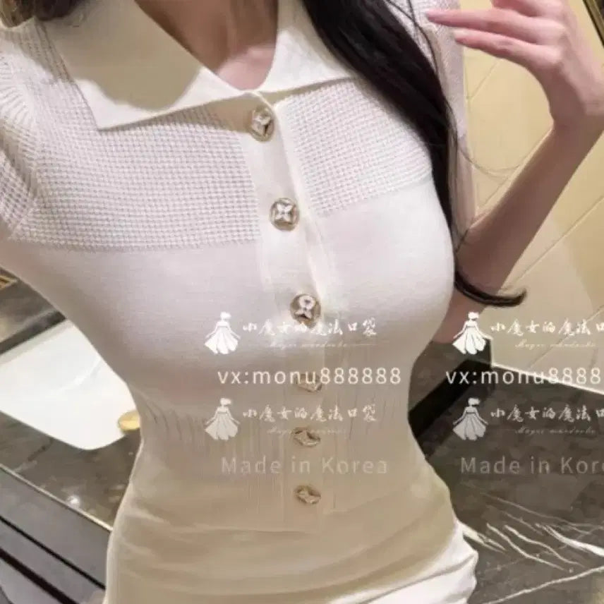 [BUNJANG] Imported Knit Cardigan / 카라넥 골지 니트 가디건 핑크/베이지/화이트 수입의류 수입가디건 수입니트