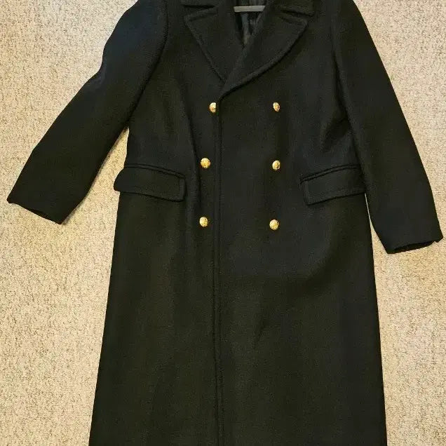 [BUNJANG] ZARA Double Button Long Wool Coat / 자라 검정색 더블 버튼 롱 모직 코트 (manteco 라인)