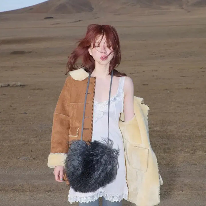 [BUNJANG] Freckle Round-Collar Midi Shearling Coat / 증정+택포)A타입 라운드카라 미디 시어링코트 프레클