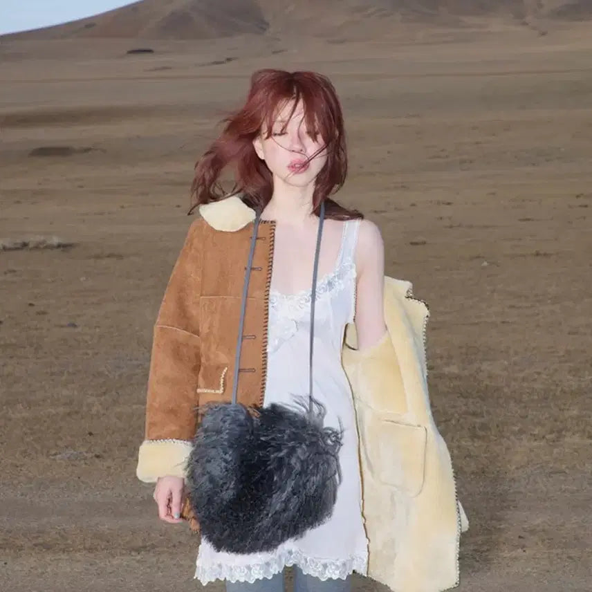 [BUNJANG] Freckle Round-Collar Midi Shearling Coat / 증정+택포)A타입 라운드카라 미디 시어링코트 프레클