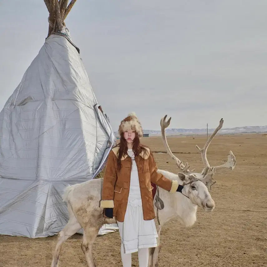 [BUNJANG] Freckle Round-Collar Midi Shearling Coat / 증정+택포)A타입 라운드카라 미디 시어링코트 프레클