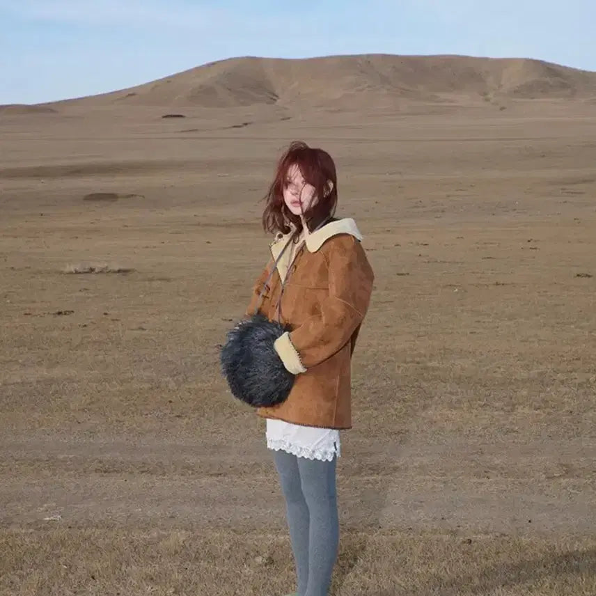 [BUNJANG] Freckle Round-Collar Midi Shearling Coat / 증정+택포)A타입 라운드카라 미디 시어링코트 프레클