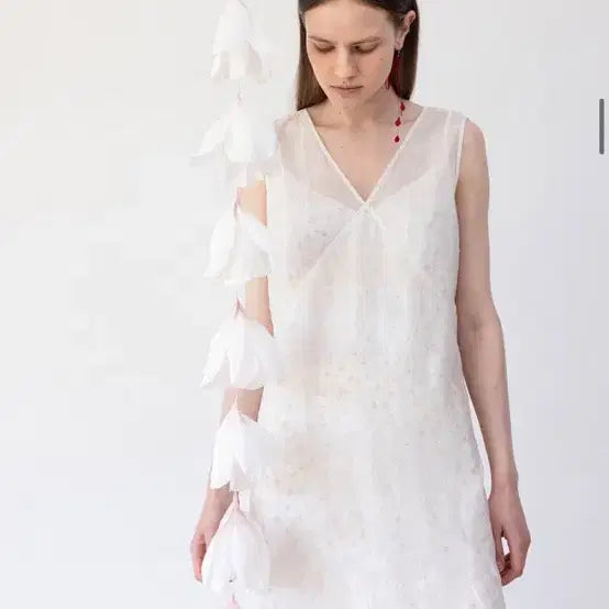 [SOLD OUT] 루에브르 시어드레스 라이트오렌지 S 새상품