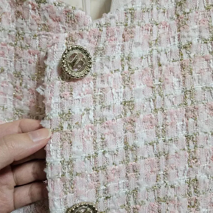 [BUNJANG] LINE Tweed Jacket Pink 55 / LINE 라인 어디션 트위드 자켓 핑크 55 판매합니다