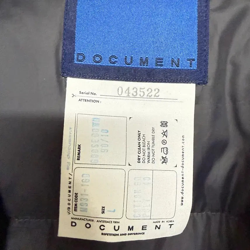 [BUNJANG] Document Goose Down Jacket / Document 도큐먼트 구스 다운 자켓