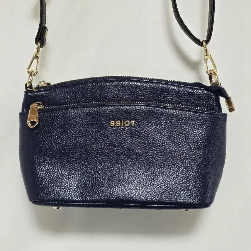 [BUNJANG] Ssamji Navy Leather Crossbody Shoulder Bag / 쌈지 네이비 소가죽 크로스백 숄더백 0126