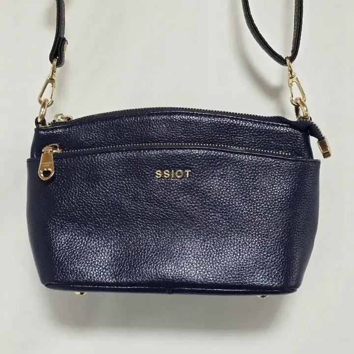 [BUNJANG] Ssamji Navy Leather Crossbody Shoulder Bag / 쌈지 네이비 소가죽 크로스백 숄더백 0126