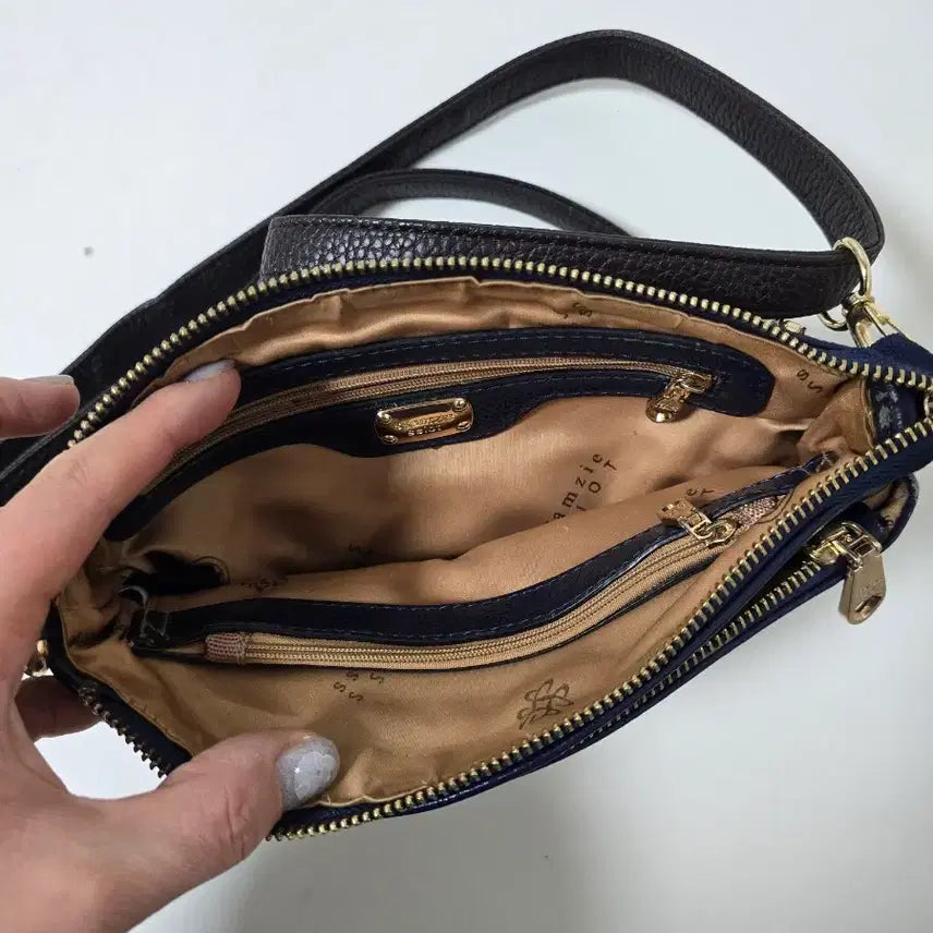 [BUNJANG] Ssamji Navy Leather Crossbody Shoulder Bag / 쌈지 네이비 소가죽 크로스백 숄더백 0126
