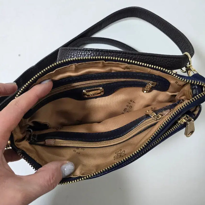 [BUNJANG] Ssamji Navy Leather Crossbody Shoulder Bag / 쌈지 네이비 소가죽 크로스백 숄더백 0126