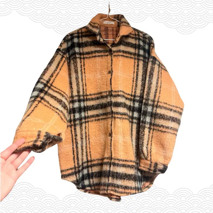 [BUNJANG] Designer Check Pattern Oversized Shirt Jacket / 미사용 디자인 브랜드 체크 자켓 셔츠 오버핏 55667788 사이즈 F